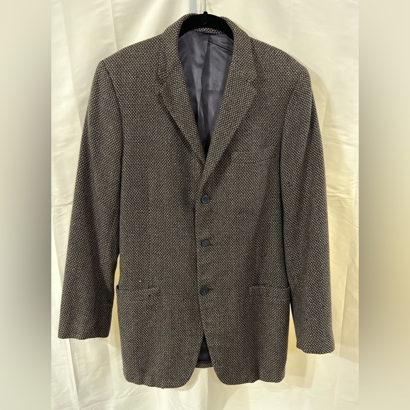 Vintage Men’s cashmere blazer medium houndstooth brown tan single breasted - Picture 7 of 16